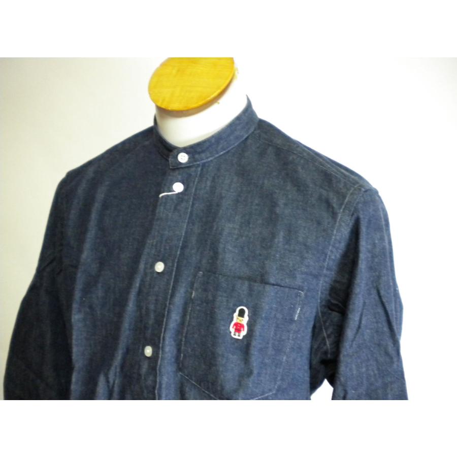 ♪ ★マッキントッシュ フィロソフィー 長袖シャツ ノーカラー 紺 ネイビー デニム地風 春物 秋物 サイズ38 （M) ★22111