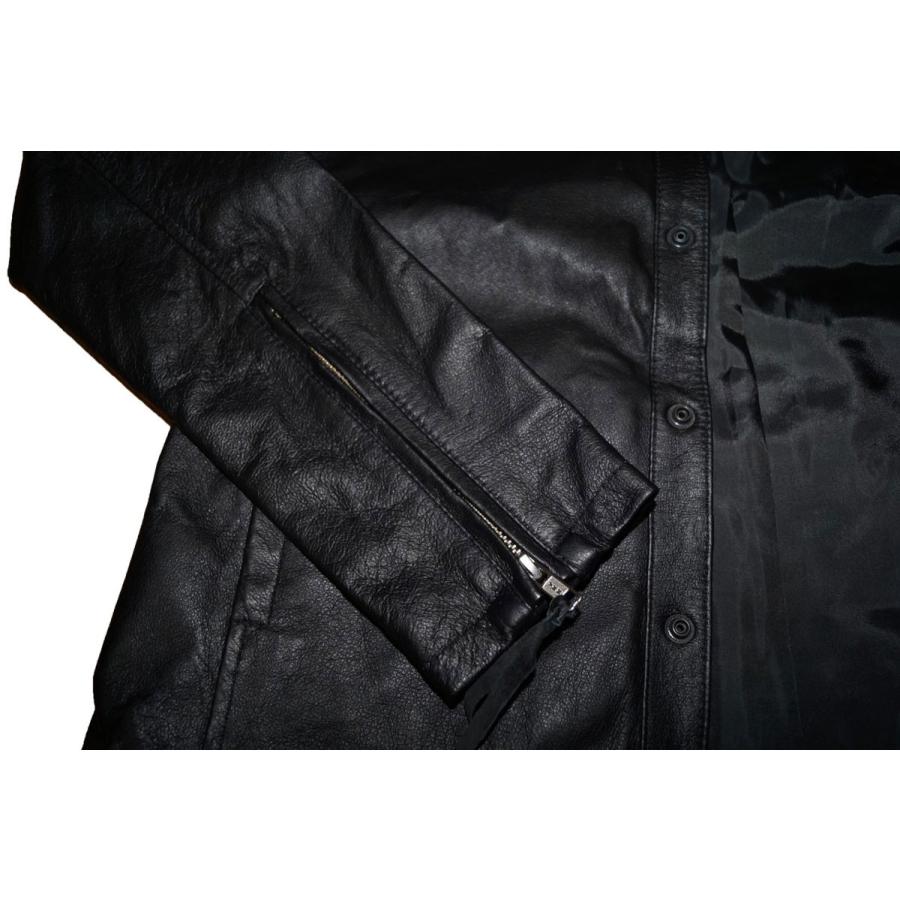 HAMNETT ハムネット 本革 シャツジャケット d07k2 黒 メンズ 細身 