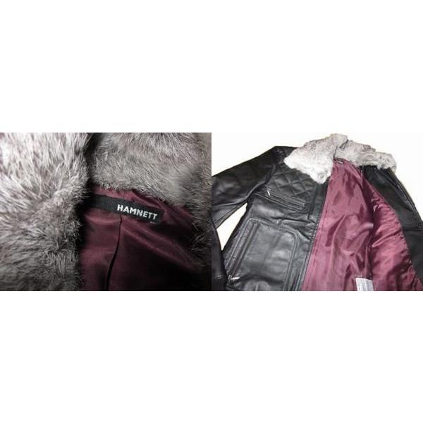 ◆新品 ハムネット ファー付レザージャケット黒サイズM■c041703 ハムネット
