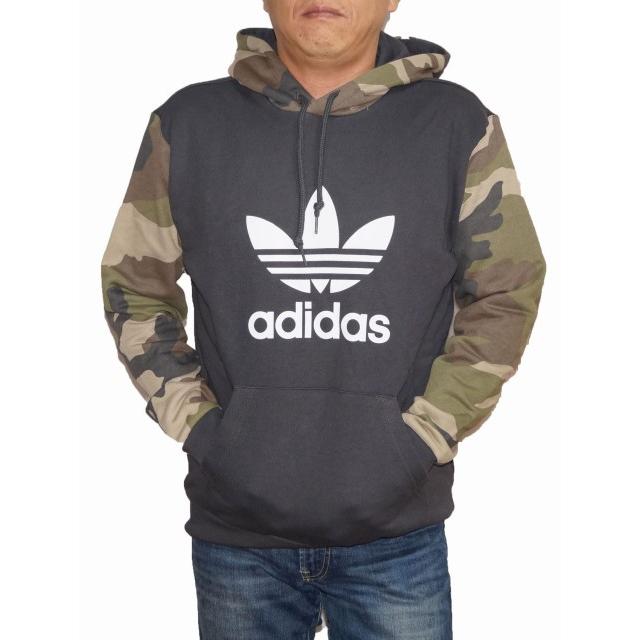 アディダス Adidas オリジナルス パーカー プルオーバー 袖迷彩 Dv23 メンズ 3ストライプ 春物 秋物 グレー カモフラージュ L Memosia 通販 Yahoo ショッピング
