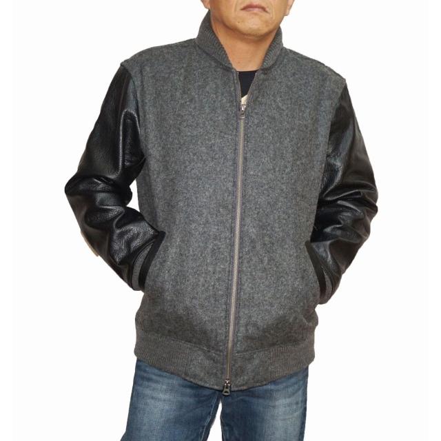 NICOLE ニコル × スクーカム 袖革 スタジャン グレー メンズ 冬物 防寒