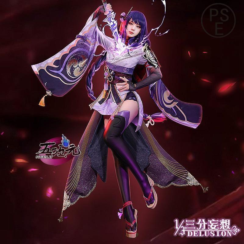 雷電将軍 三分妄想 リニューアル版 Mサイズ 靴付き 三分妄想 原神 コスプレ 雷電将軍 衣装 リニューアルVer ※ウィッグ 靴