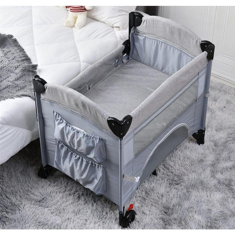 Kennkari ベビーベッド ベビーサークル 折りたたみ 添い寝ベッド プレイヤード サイド高さ調整可能 お昼寝マット キャリーバッグ付 ベビーベッド ベビーサークル 折りたたみ 添い寝ベッド プレイヤード サイド高さ調整可能 お昼寝マット キャリーバッグ付 　 上へ引き上げます