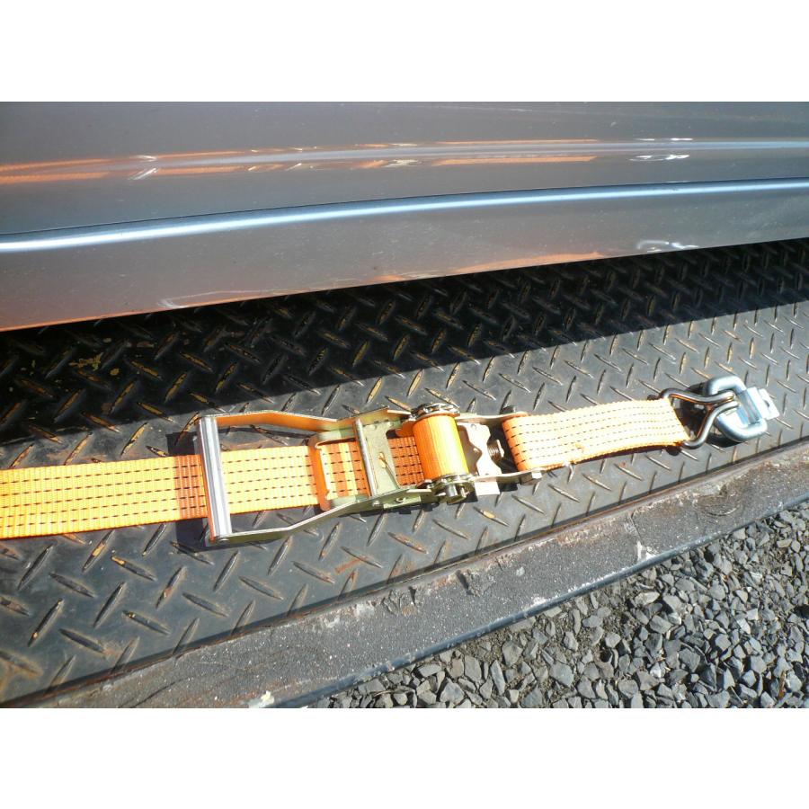 112）【意匠登録済】メッキ仕上.固縛金具付きタイヤストッパーベルト