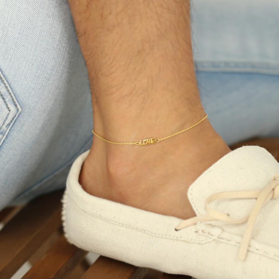 シルバー 925 アンクレット スターリング シルバー LOVE ミサンガ レディース メンズ｜mens-anklet｜05