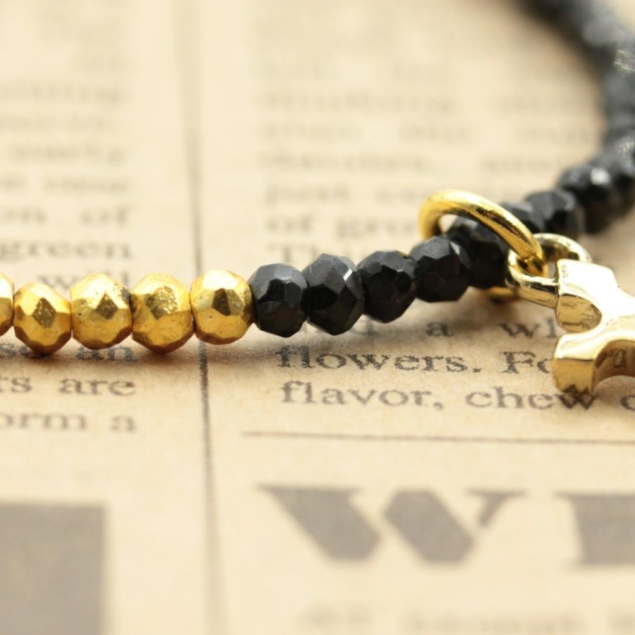 メンズ アンクレット シルバー 925 ブラック スピネル ゴールド