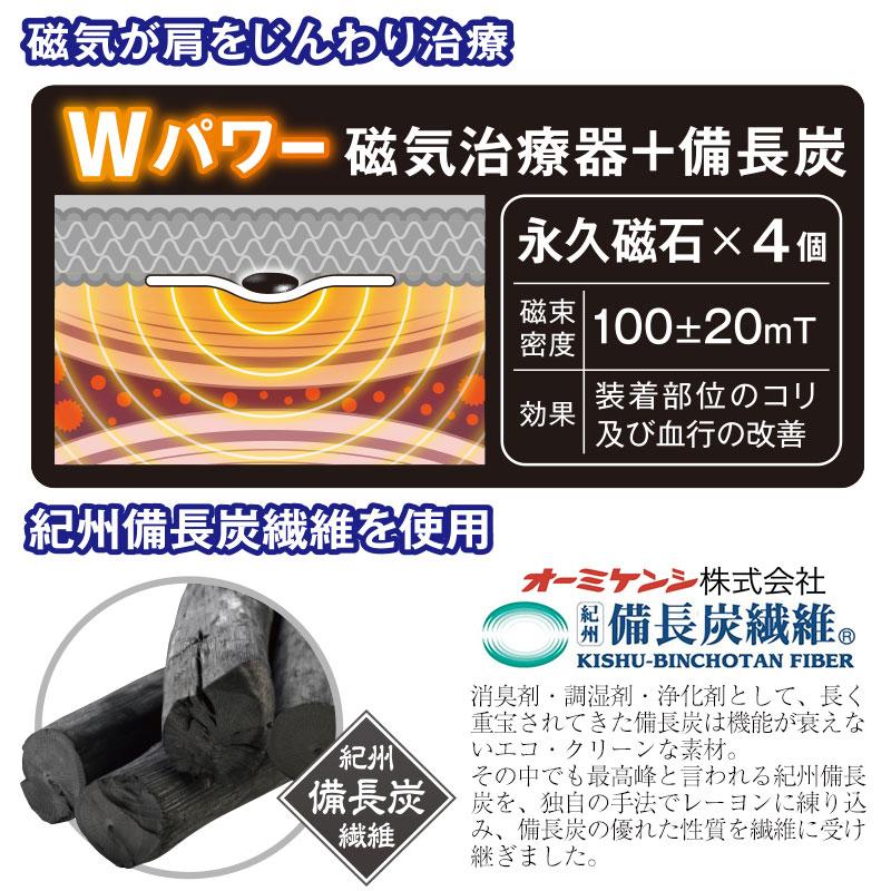 ポイント増量 メディカル備長炭 肩サポーター 2個セット 磁気治療 磁石