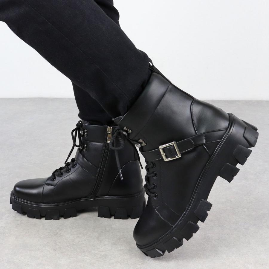 LOVEHUNTER ブーツ メンズ レースアップ 厚底 5cmヒール サイド
