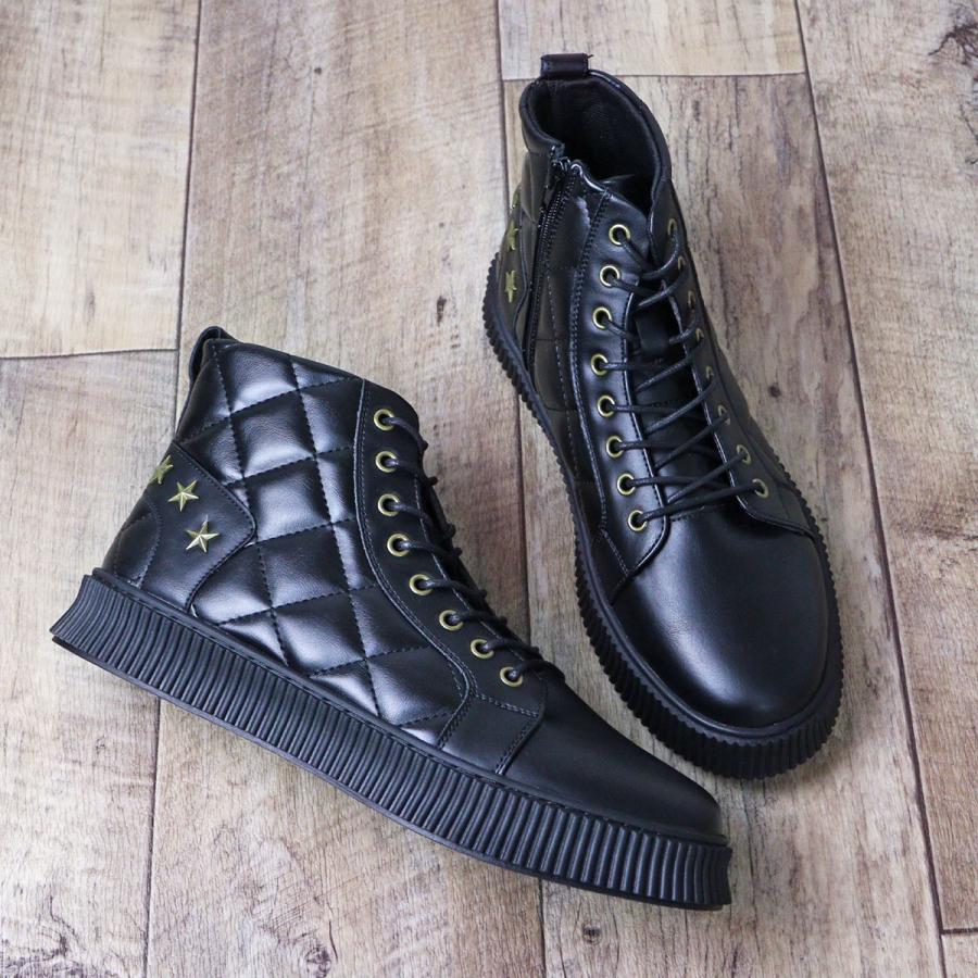 LOVEHUNTER スニーカー メンズ 黒 ハイカット レースアップ LOVEHUNTER スニーカー メンズ 黒 ハイカット レースアップ