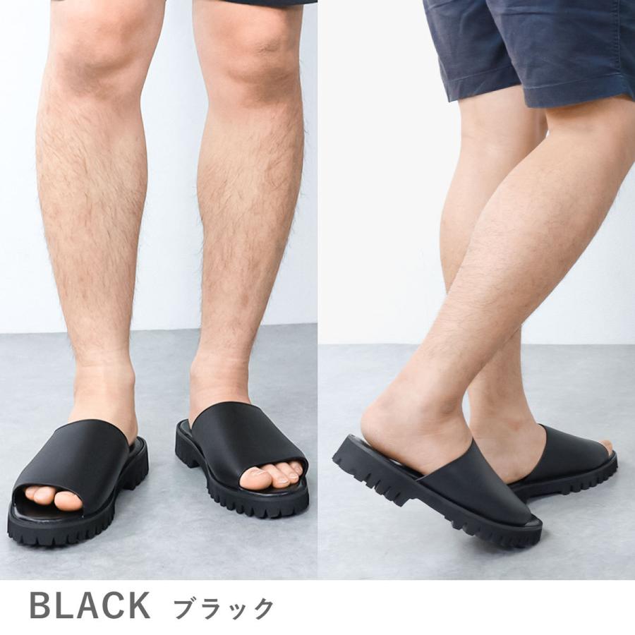 サンダル メンズ 黒 歩きやすい 軽い スライド 厚底 25-27.5cm No.6328