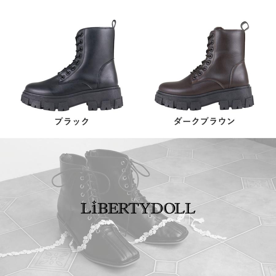 LibertyDoll ブーツ レディース 厚底 5.5cmヒール 黒 レース