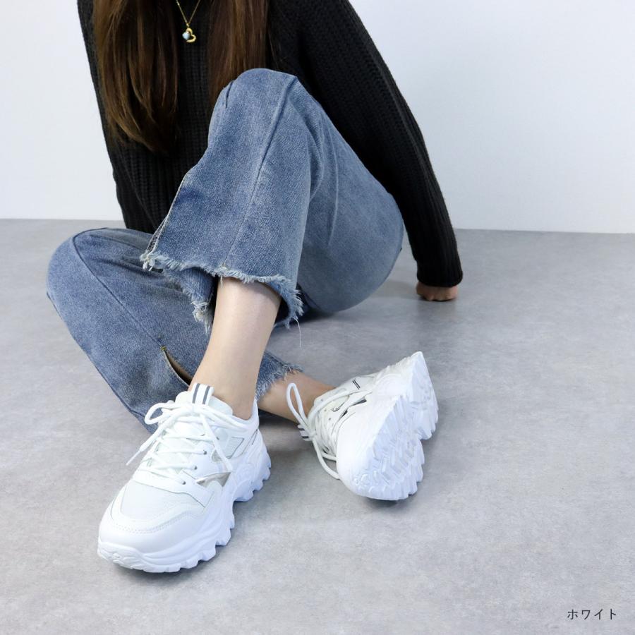 LOVEHUNTER スニーカー レディース 白 厚底 ダッド 黒 靴紐 No LOVEHUNTER スニーカー レディース 白 厚底 ダッド 黒 靴紐 No