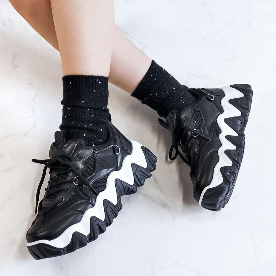 未使用級 ラフアンドロード バイク用スニーカー 24cm レディース SNEAKER（S.T.DUPONT） スニーカー レディース 厚底 白 黒 かわいい 春