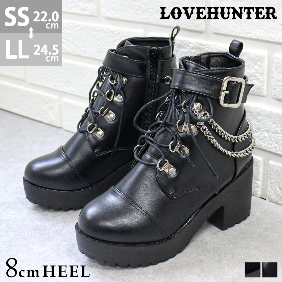 LOVEHUNTER ブーツ レディース 厚底 ショート 8cmヒール 紐 LOVEHUNTER ブーツ レディース 厚底 ショート 8cmヒール 紐