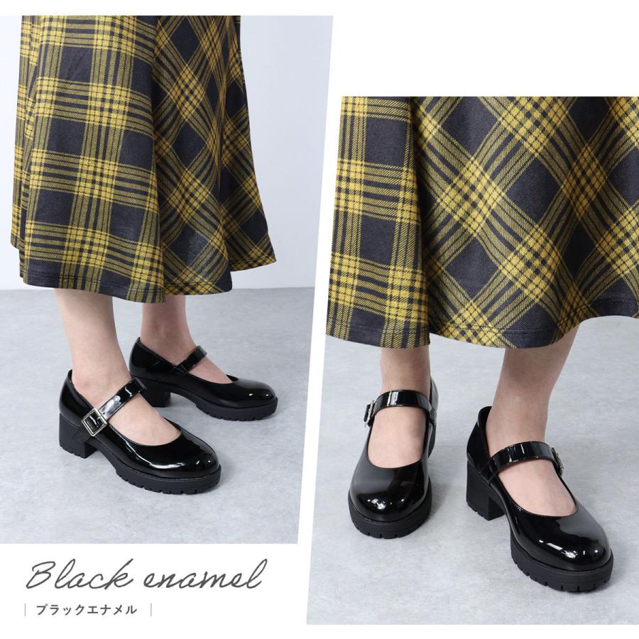 パンプス ストラップ 厚底 5cmヒール 黒 メリージェーン 革靴 パンプス ストラップ 厚底 5cmヒール 黒 メリージェーン 革靴