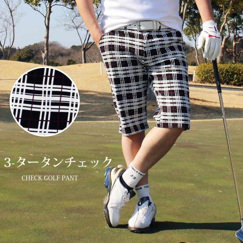 ゴルフパンツ メンズ ハーフパンツ ショートパンツ チェック柄 ゴルフパンツ メンズ ハーフパンツ ショートパンツ チェック柄