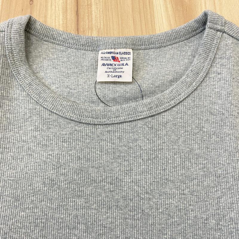 AVIREX アビレックス Tシャツ メンズ 半袖 テレコリブ クルーネックTシャツ 無地 デイリーインナー カットソー｜menscasual｜24