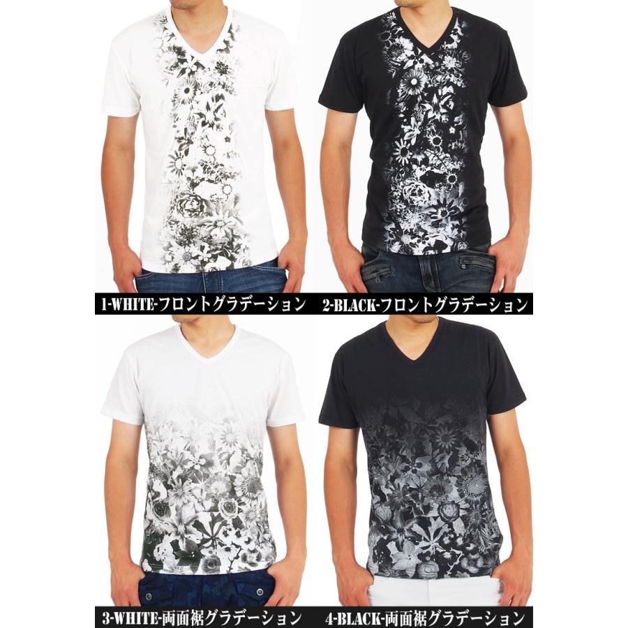 Tシャツ メンズ 花柄 フラワー プリントTシャツ Vネック 半袖 カットソー｜menscasual｜02