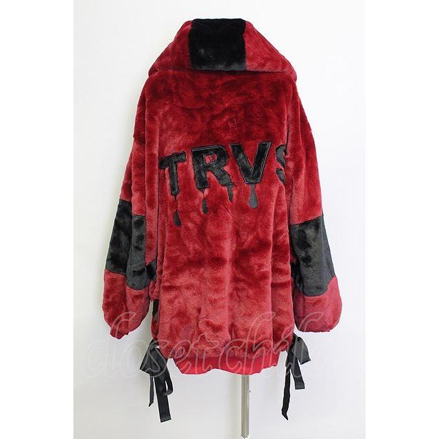 TRAVAS TOKYO / ジャケット.Drip Logo Faux Fur Hoodie F ボルドー T 