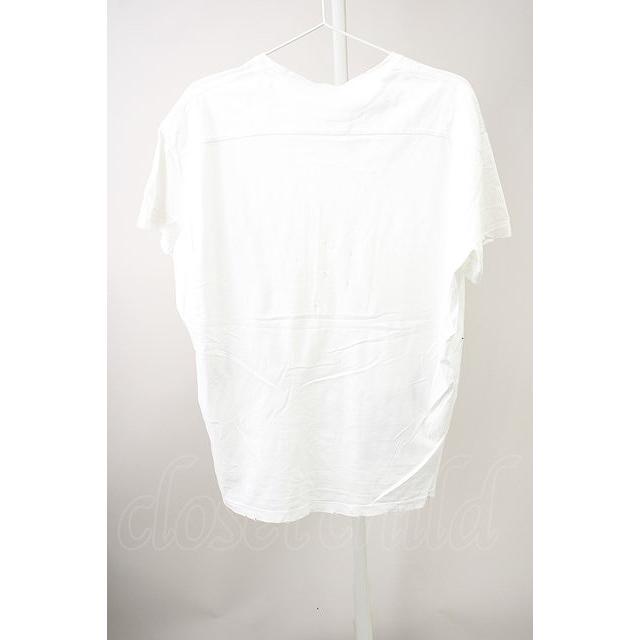DIET BUTCHER SLIM SKIN / ダメージパッチTシャツ ホワイト T-24-09-11 
