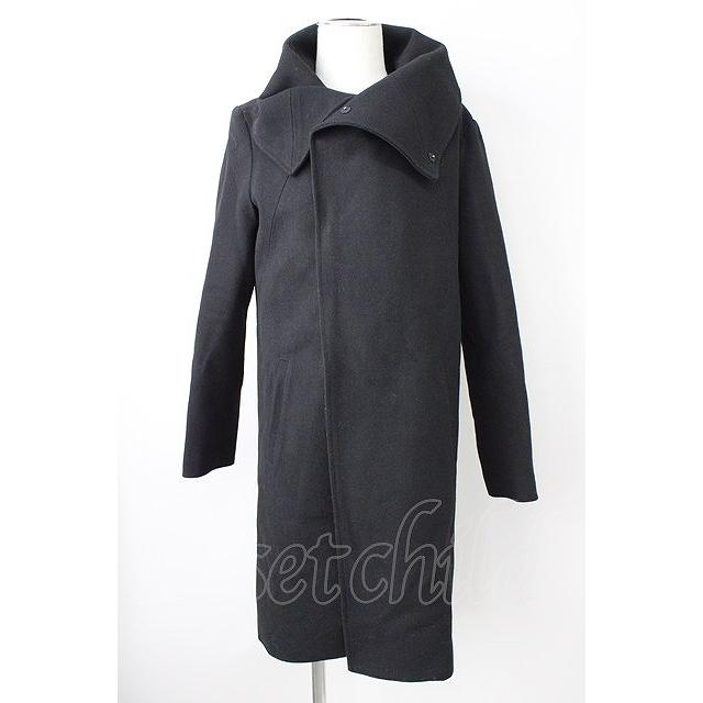 CIVARIZE / Usherメルトンハイカラーコート 44 ブラック T-24-12-06 
