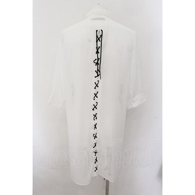 CIVARIZE / レースアップシフォン五分袖ロングシャツ 46 ホワイト O-24 