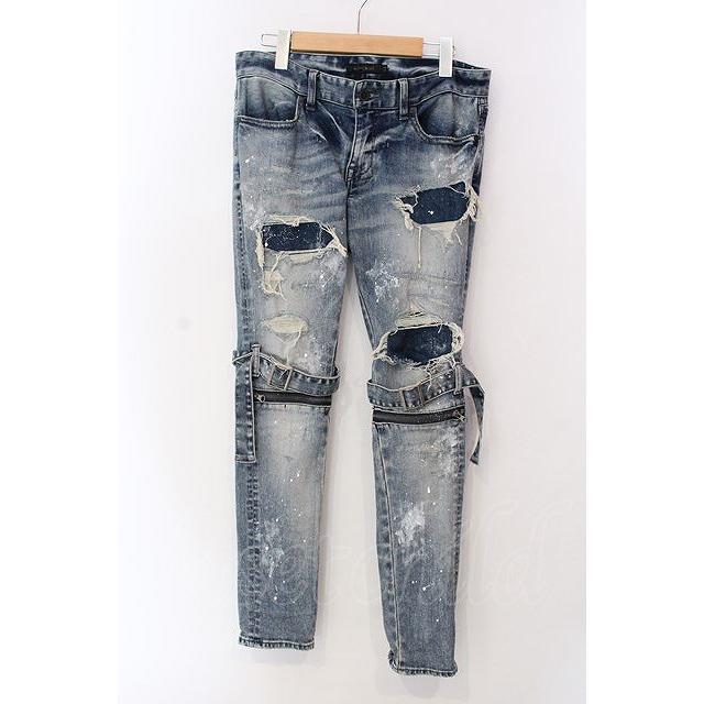CIVARIZE / ベルトデザイン膝ZIPスキニーデニムパンツ 44 インディゴ O 