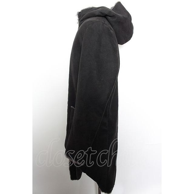 NO ID. BLACK コート.フェイクムートンリバーシブルフーデッド