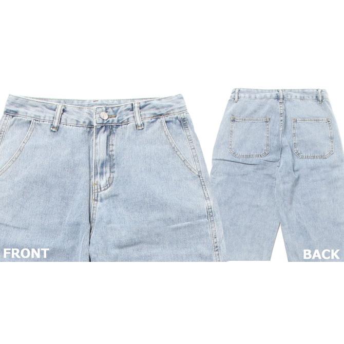 ワイドパンツ メンズ デニムパンツ ロールアップ ビンテージウォッシュ
