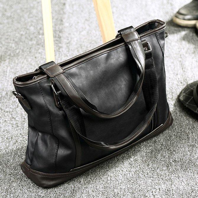 雨にも強いPUレザー トートバッグ メンズ ショルダーバッグ メンズ