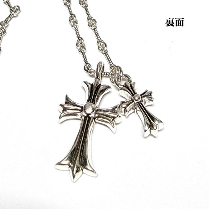 ジルコニア入り ダブルクロスチャーム ネックレス メンズ