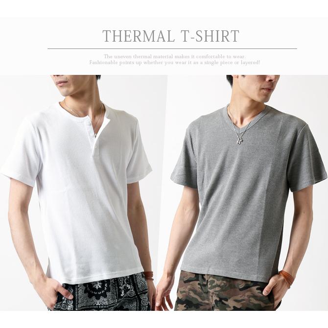 半袖Tシャツ メンズ サーマル Tee ヘンリーネック Tシャツ Vネック メンズファッション 半袖 インナー ワッフル｜mensfashion｜08