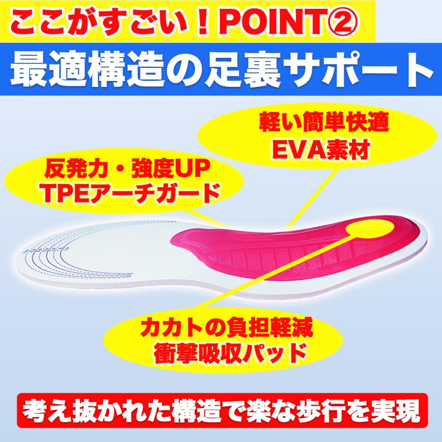 インソール 衝撃吸収 中敷き アーチサポート 土踏まず 扁平足 足底筋膜炎 外反母趾 靴 疲れにくい 足裏 ハイアーチ｜menshowa｜11