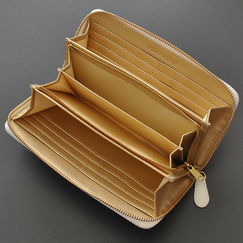 財布 メンズ 長財布 本革 レザー 牛革 ホワイト ゴールド ギフト 父の