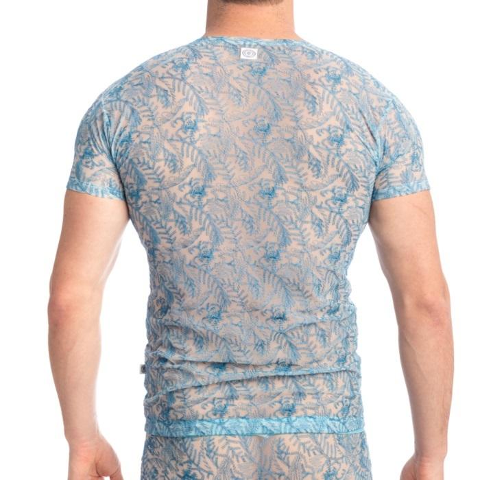 男性用 メンズTシャツ フランス高級下着 ルームウェア メンズ インナー L'Homme Invisible Icy Tropics レース メッシュ Ｔシャツ(my73-icy-021)_3