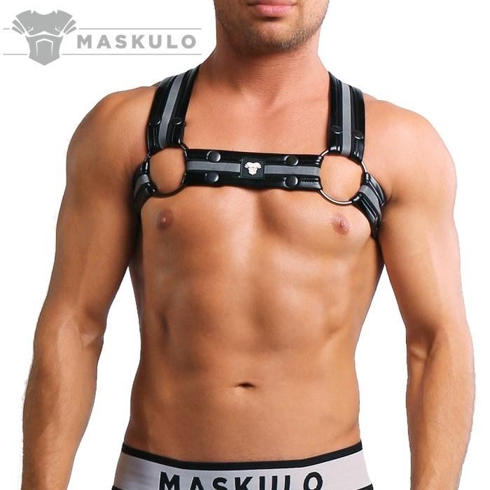 男性用ハーネス メンズ レザー風 フェイクレザー ボンテージ コスプレ ステージ パーティ Gogo 衣装 Maskulo マスクロ(ma-ac33)