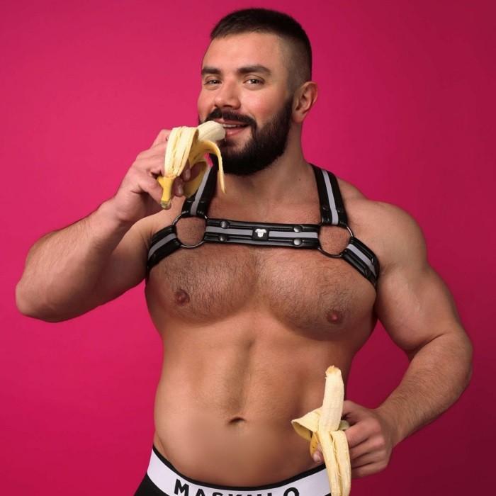 男性用ハーネス メンズ レザー風 フェイクレザー ボンテージ コスプレ ステージ パーティ Gogo 衣装 Maskulo マスクロ(ma-ac33)_3