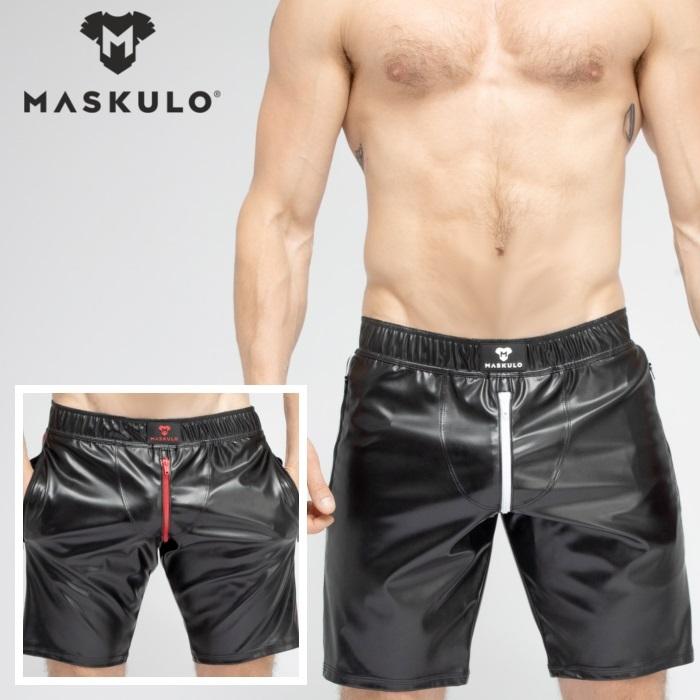 ショーツ ハーパン ハーフパンツ メンズ ジムウェア トレーニングウェア ジョギング Maskulo マスクロ レザー風SKULLA SOCCER (ma-sh073)｜mensrunway