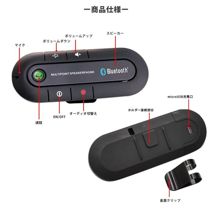 車載 ワイヤレス スピーカーフォン Bluetooth ハンズフリー通話 音楽を車で カー用品 車内 スマホ｜menstrend｜04