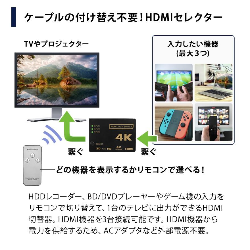 Hdmi切替器 分配器 スイッチ 3入力1出力 Hdmiセレクター 4k対応 3d映像 フルhd対応 Usb給電ケーブル付 リモコン付き 01 07 0033 Wonder Labo 通販 Yahoo ショッピング