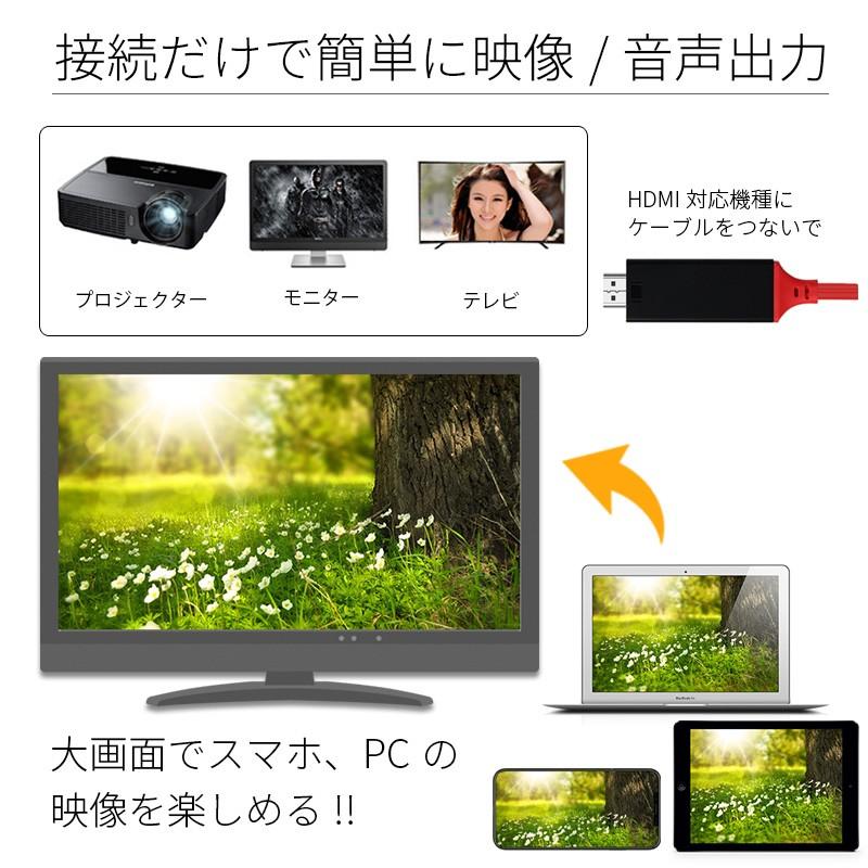 HDMI変換アダプタ TYPE-C HDMI MacbookやAndroidの映像をテレビで youtube タイプC HDMI変換アダプター 変換ケーブル 4k 3D 対応 2m｜menstrend｜02