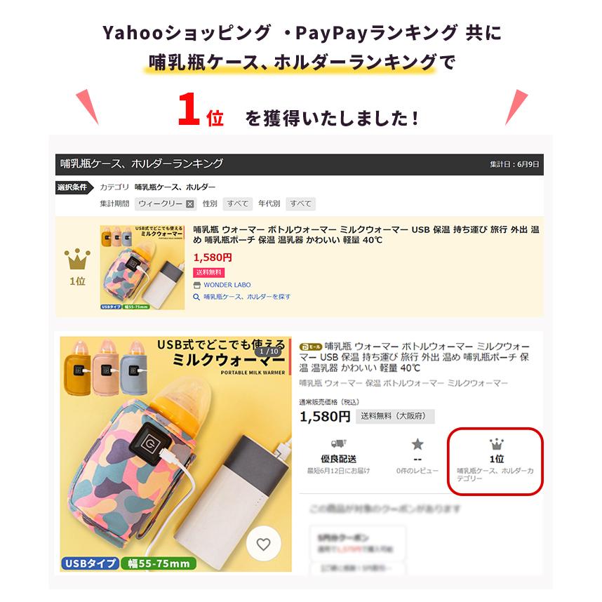 哺乳瓶 ウォーマー ボトルウォーマー ミルクウォーマー Usb 保温 持ち運び 旅行 外出 温め 哺乳瓶ポーチ 保温 温乳器 かわいい 軽量 40 Wonder Labo 通販 Paypayモール