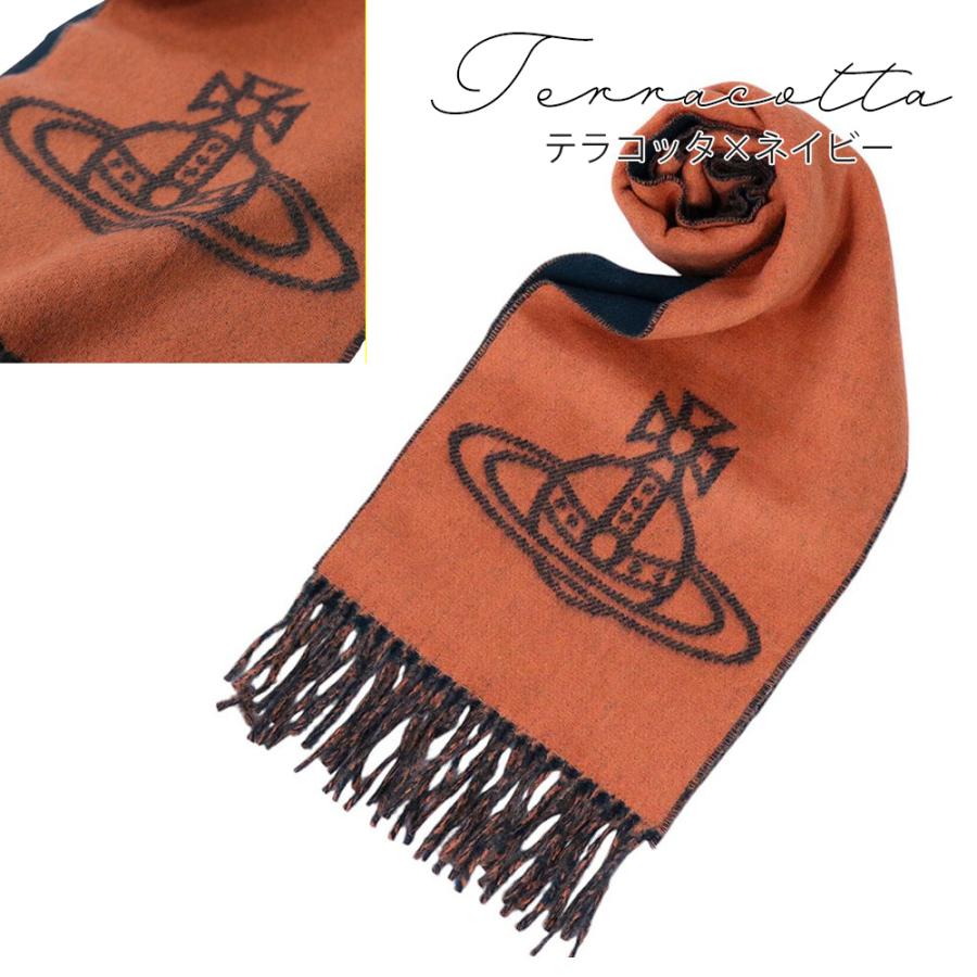 Vivienne Westwood フリンジマフラー オレンジ オーブ 総柄 Vivienne Westwood（ヴィヴィアンウエストウッド） 未使用 マフラー