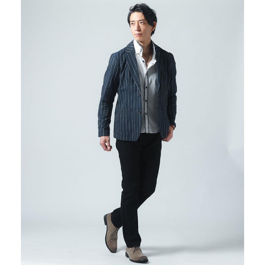 黒テーラードジャケット 綿麻 綿麻混ストレッチ春夏ジャケットブラック/メンズ/シングル