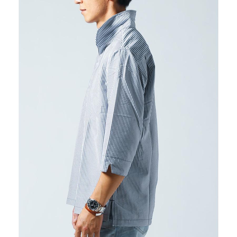 イタリアンカラー シャツ メンズ 七分袖 七部袖 七分丈 7分袖