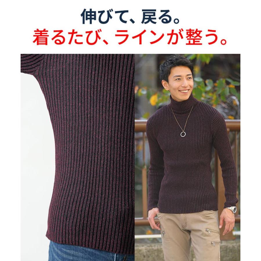 タートルネック メンズ ニット 50代 厚手 セーター ハイネック 白 長袖