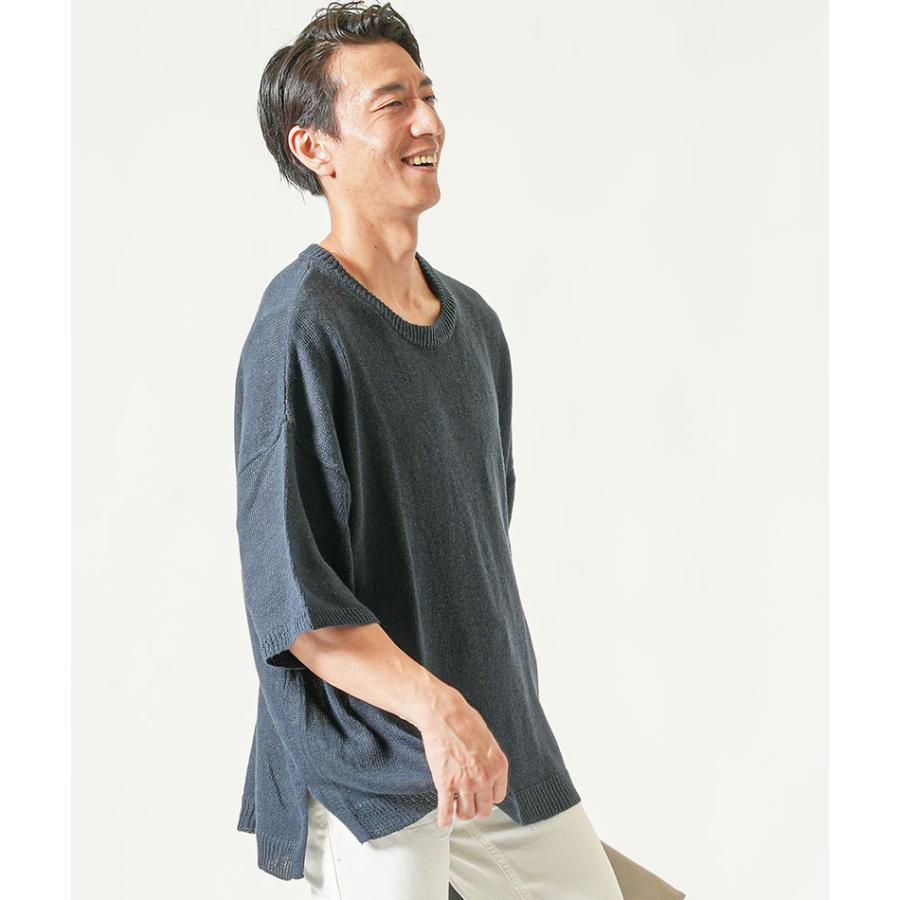 五部袖 5部袖 メンズ ビッグtシャツ サマーニット サマーセーター 5分 