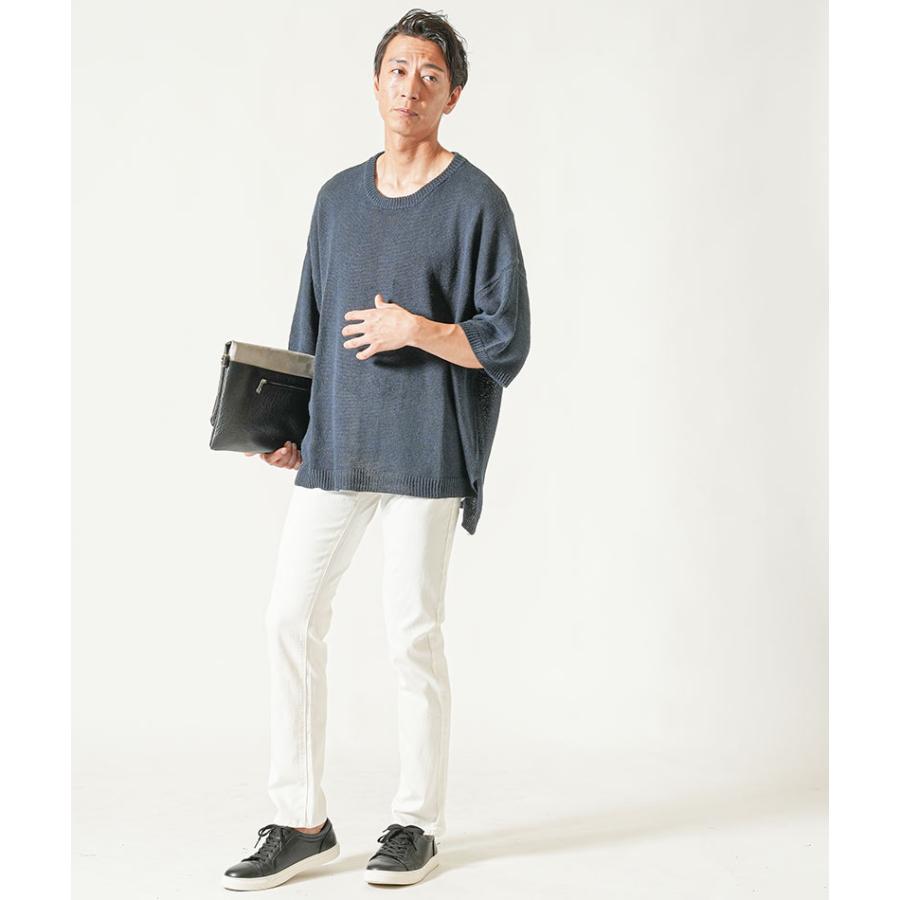 五部袖 5部袖 メンズ ビッグtシャツ サマーニット サマーセーター 5分 