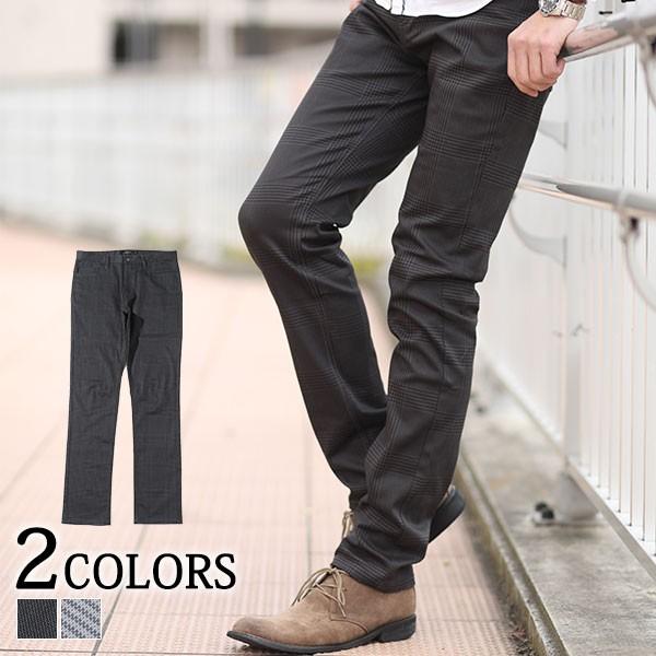 パンツ ボトムス カジュアル メンズ テーパード チェック グレンチェック ストレッチ 美脚パンツ 30代 40代 50代 高級素材使用ブランド