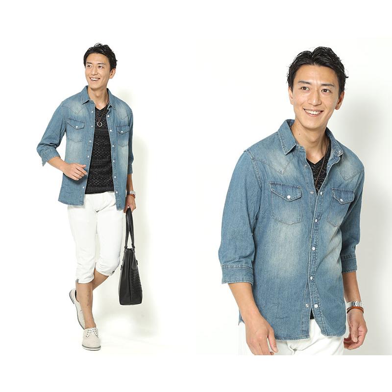 メンズ　デニム　カッターシャツ 日本製デニム シャツ ワイシャツ ドレスシャツ カッターシャツ